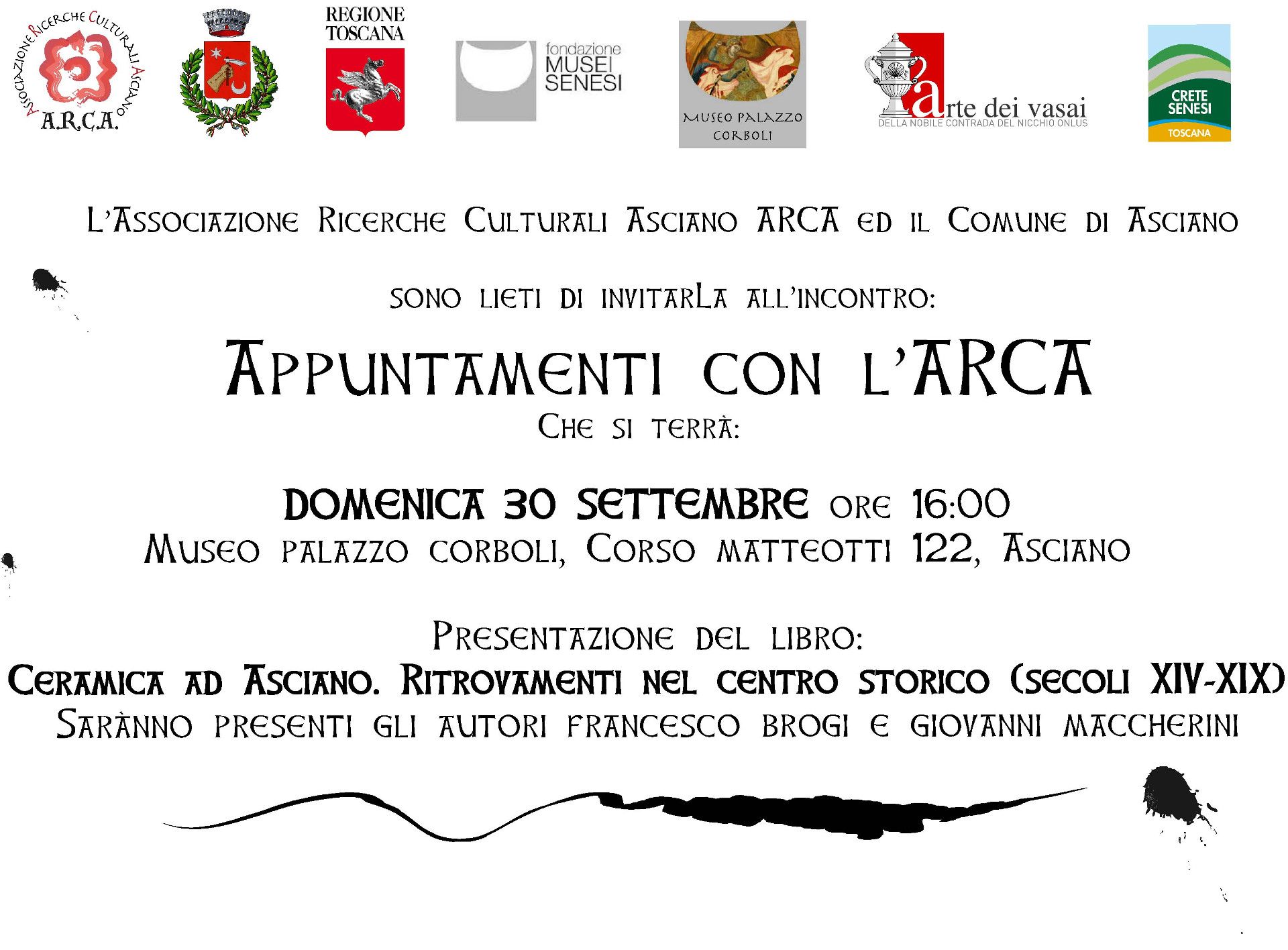 Appuntamenti con l’ARCA – Ceramica ad Asciano. Ritrovamenti nel Centro Storico (secoli XIV-XIX) – Domenica 30 Settembre