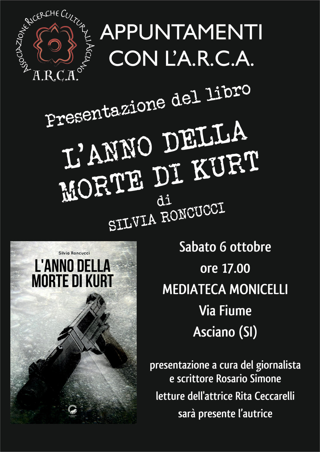 Appuntamenti con l’ARCA – Presentazione del Libro “L’anno della morte di Kurt” – Sabato 6 Ottobre