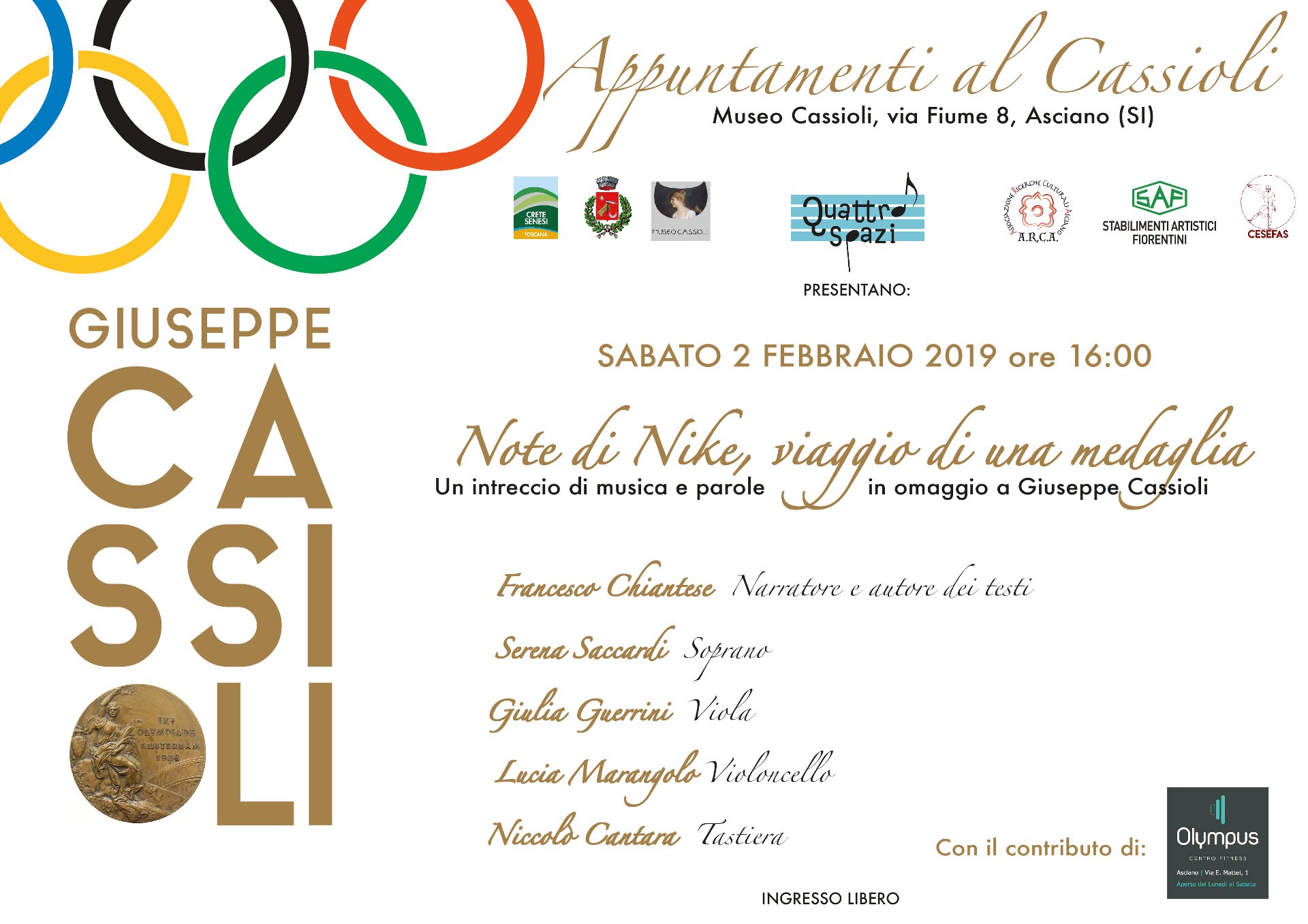 Note di Nike, viaggio di una Medaglia – sabato 2 febbraio – ore 16:00 – Museo Cassioli – Asciano (SI)