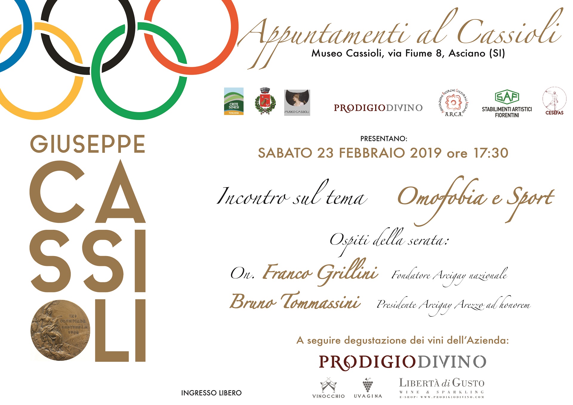 Omofobia e Sport – sabato 17 febbraio – ore 17:30 – Museo Cassioli – Asciano (SI)