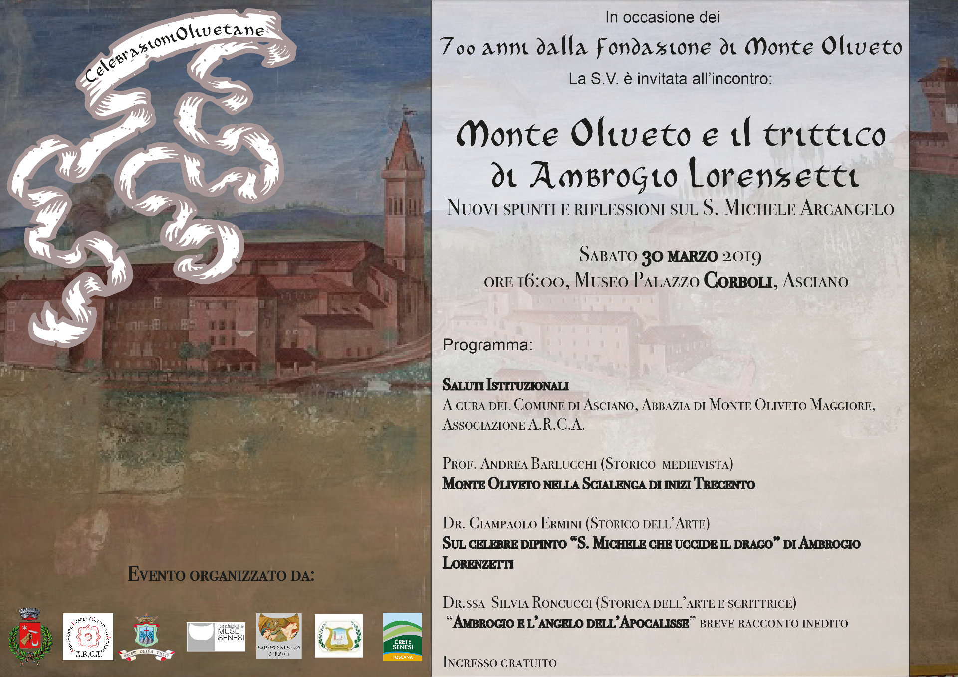 Monte Oliveto e il trittico di Ambrogio Lorenzetti – sabato 30 marzo – ore 16:00 – Museo Corboli – Asciano (SI)