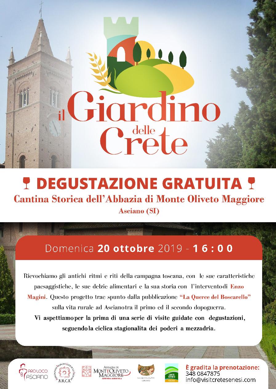 Il Giardino delle Crete – Cantina storica dell’Abbazia di Monte Oliveto Maggiore – domenica 20 ottobre – ore 16:00