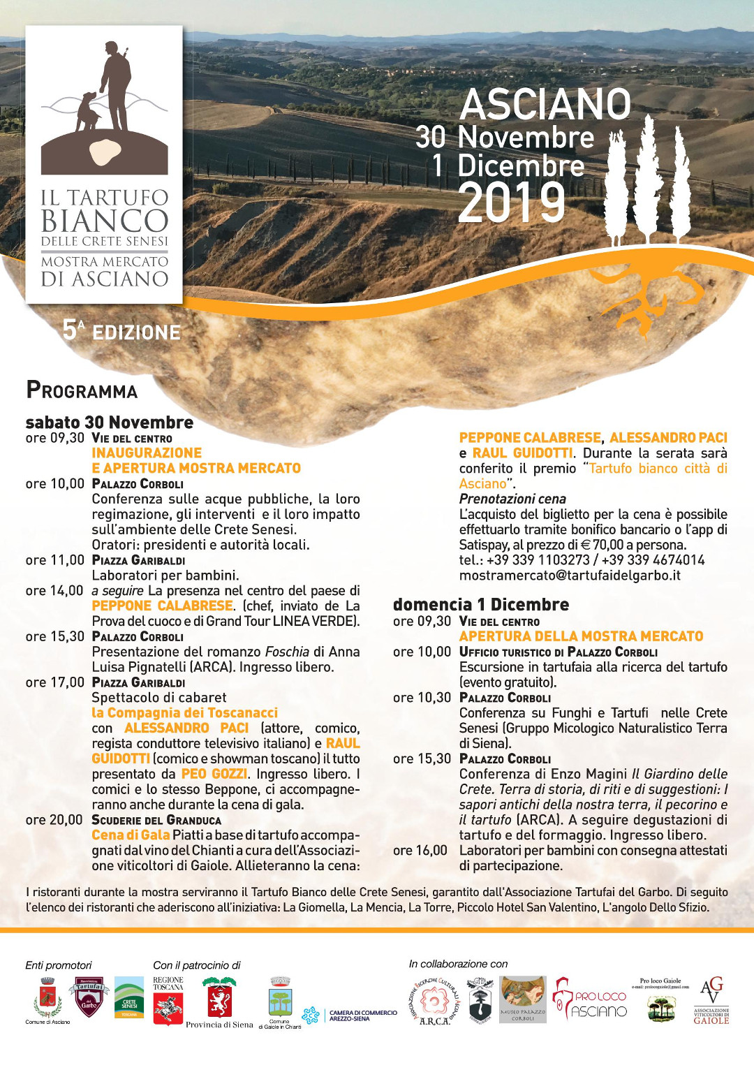 Mostra/Mercato del tartufo bianco delle Crete senesi – Tavola rotonda su pecorino e tartufo delle Crete, i sapori antichi della nostra terra – domenica 1 dicembre – ore 15:30 – Museo Corboli – Asciano (SI)